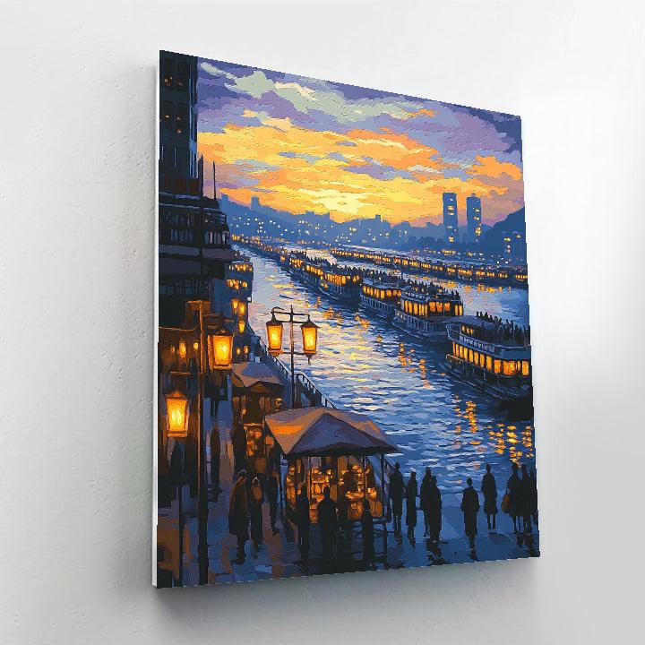 Lively Night Ferry Terminal Istanbul Turkey painting number kit