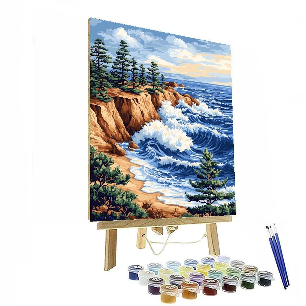 Hokusai Inspired Pine Coast paint by number