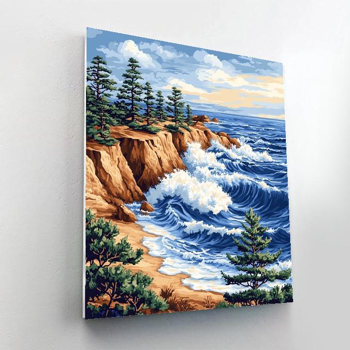 Hokusai Inspired Pine Coast paint by number