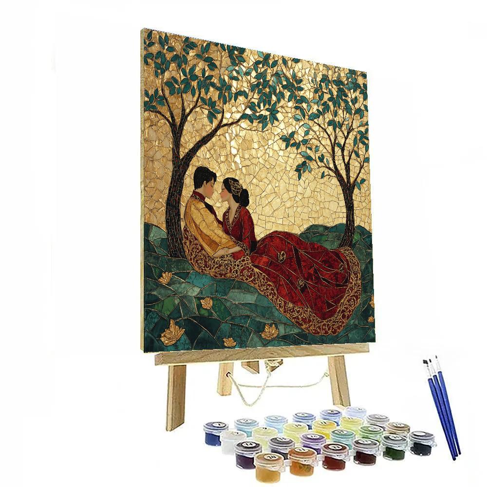 Klimt Inspired Orchard Lovers painting number kit