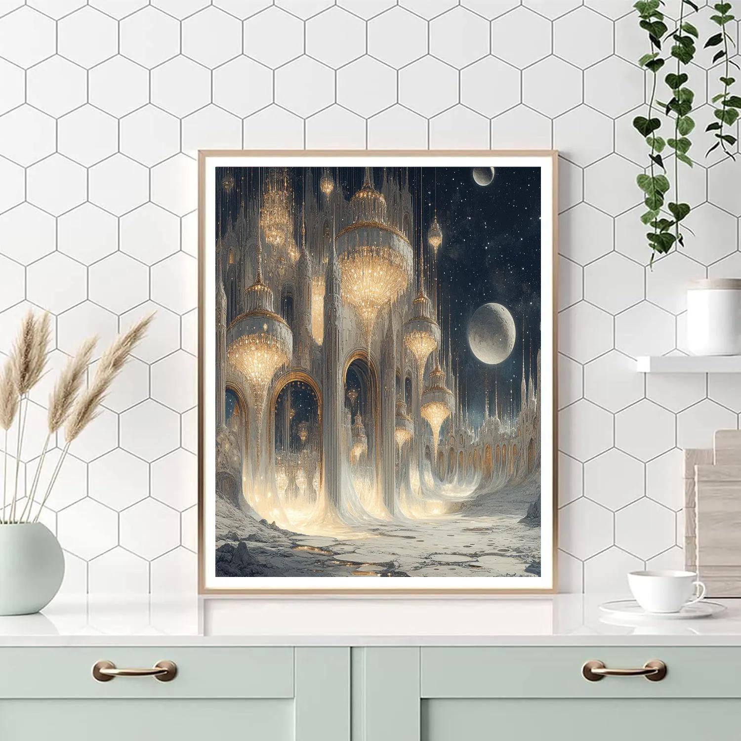 Dali Inspired Lunar Ballroom Paint by numbers art