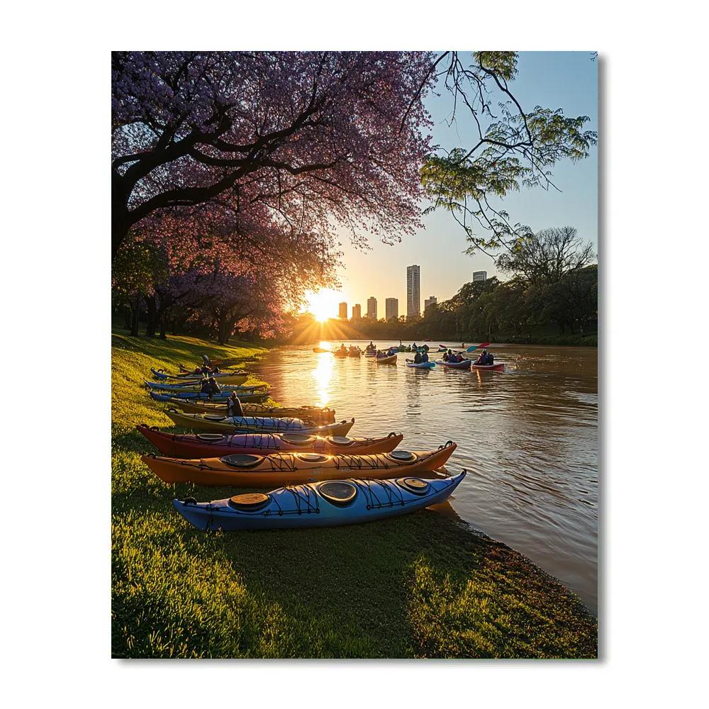 Riverside Kayak Launch Porto Alegre Brazil Numbered painting kits