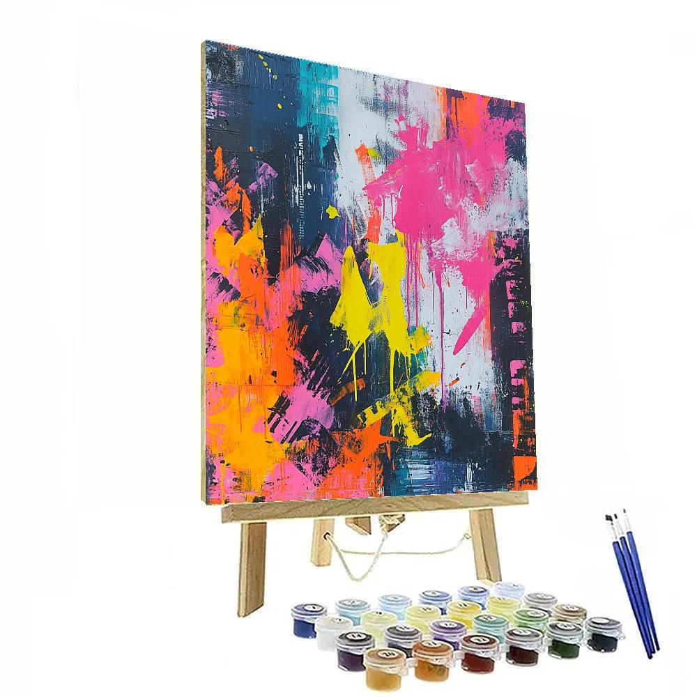 Jackson Pollock Inspired Night City paint by numbers