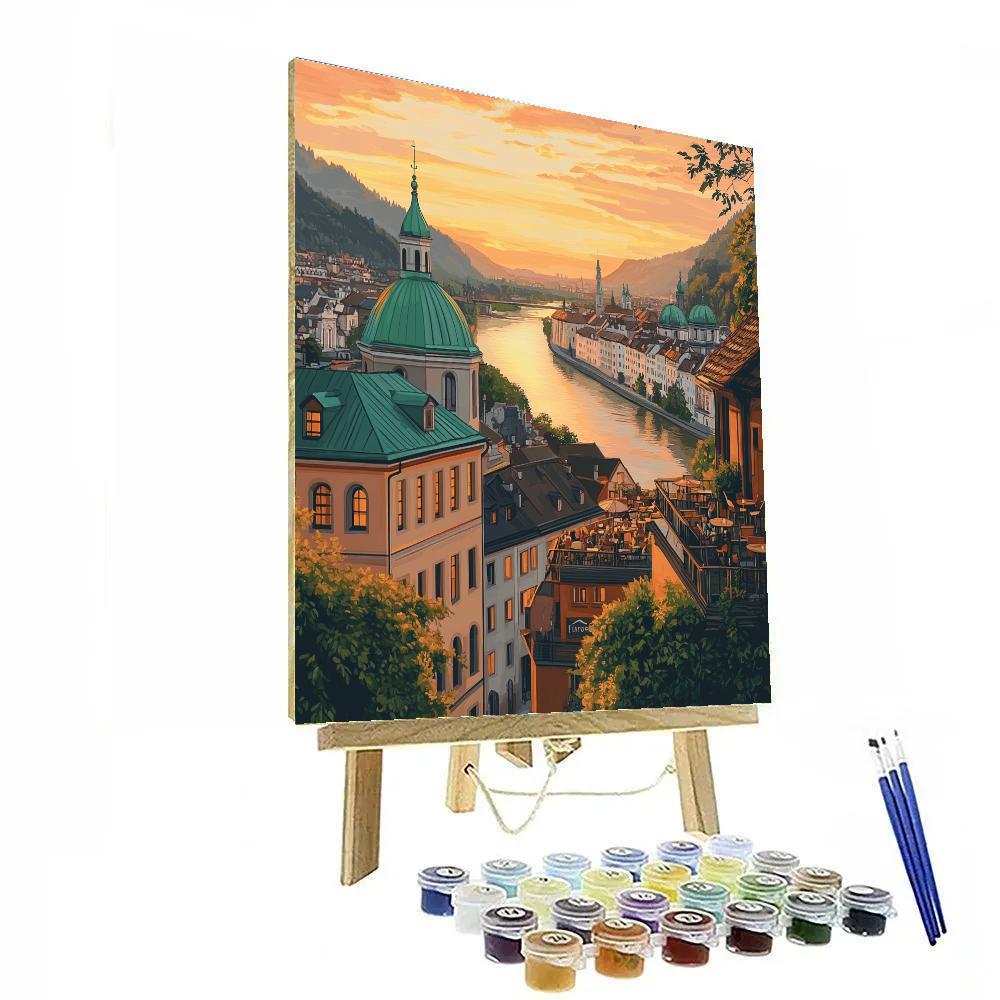 Sunset From Rooftop Ljubljana Slovenia Painting by numbers kit