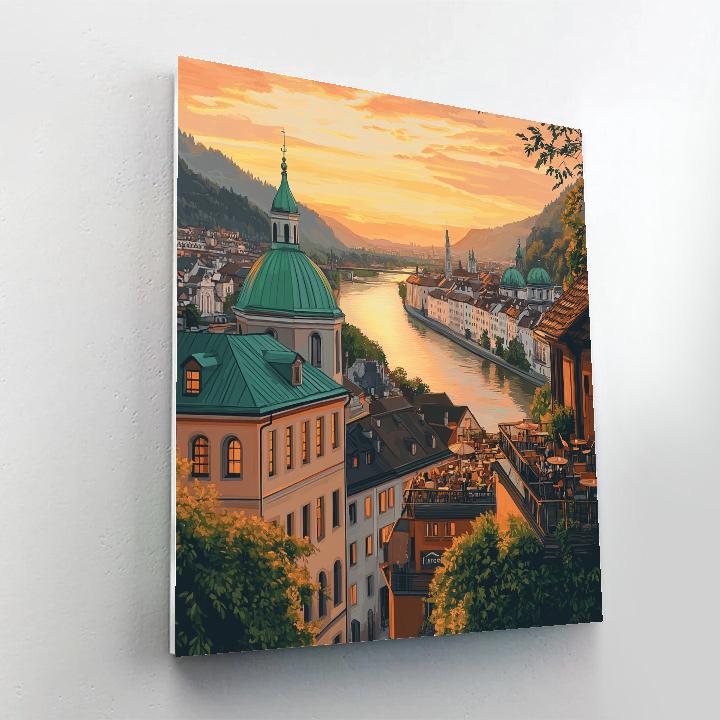 Sunset From Rooftop Ljubljana Slovenia Painting by numbers kit