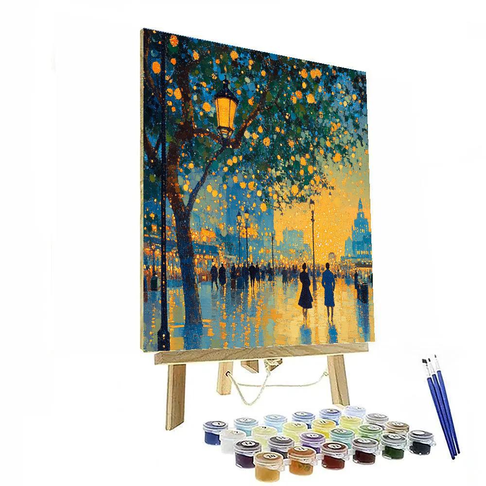 Seurat Inspired Lakeside Promenade paint by color