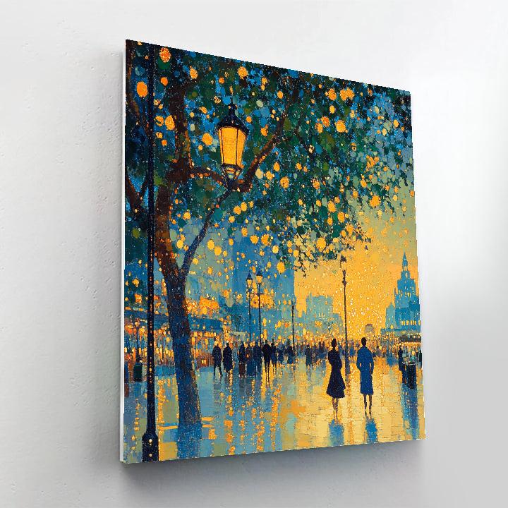 Seurat Inspired Lakeside Promenade paint by color