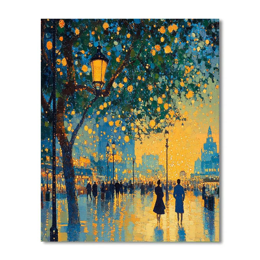 Seurat Inspired Lakeside Promenade paint by color