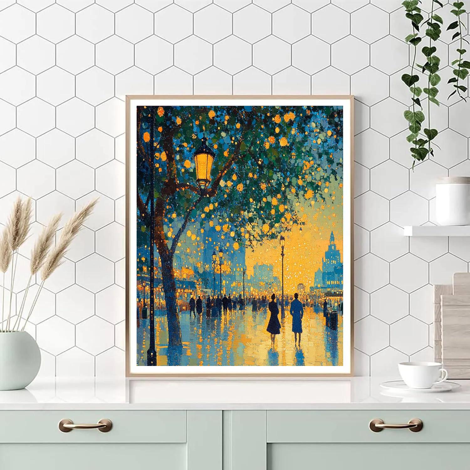 Seurat Inspired Lakeside Promenade paint by color