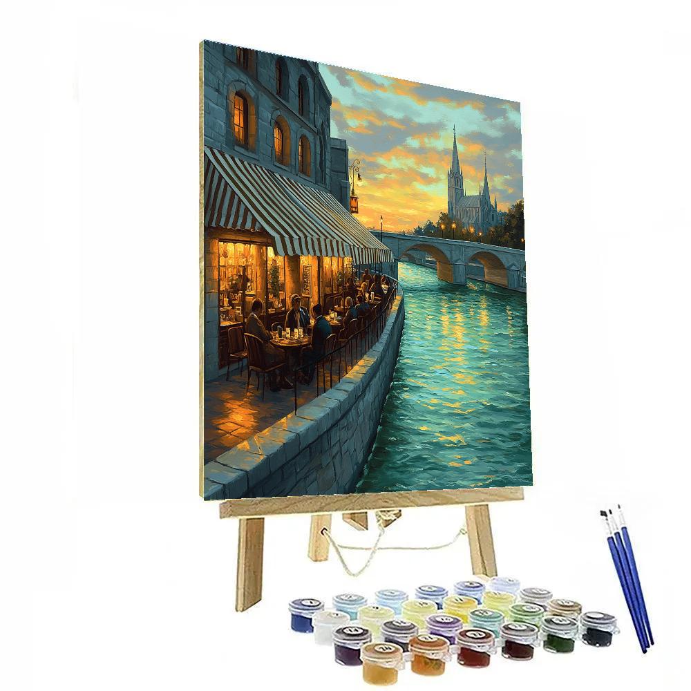 Canal Side Cafes Ghent Belgium paint by color