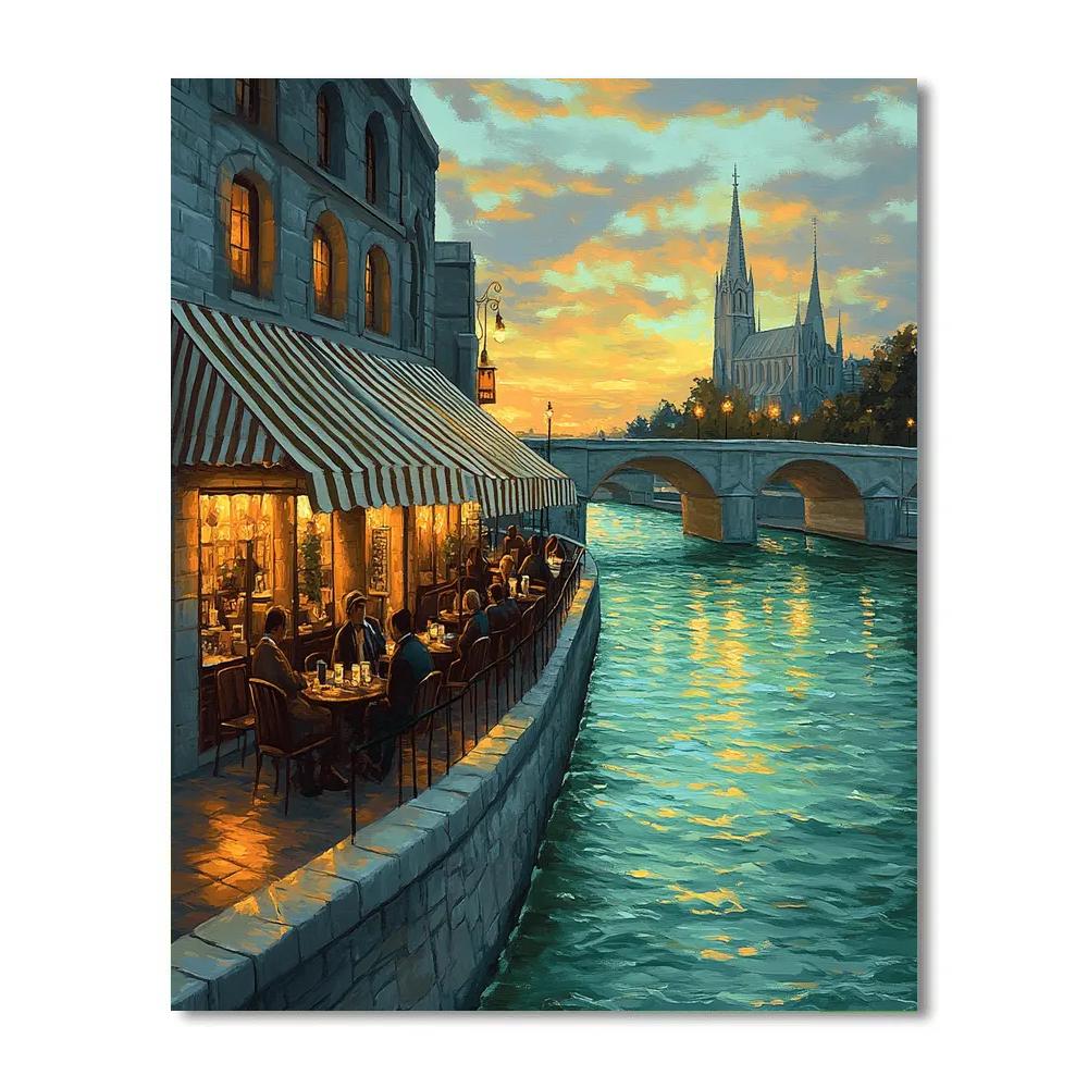 Canal Side Cafes Ghent Belgium paint by color