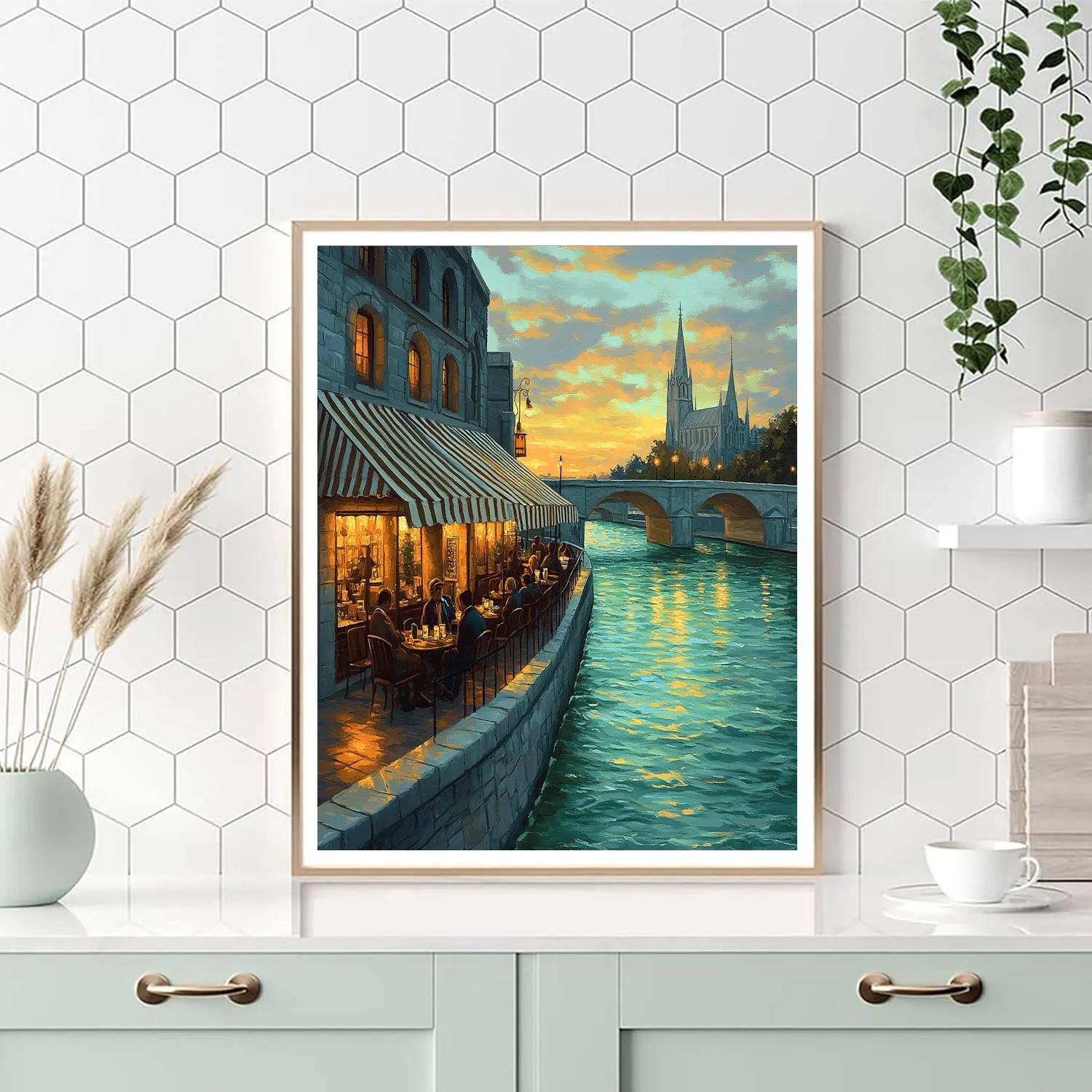 Canal Side Cafes Ghent Belgium paint by color