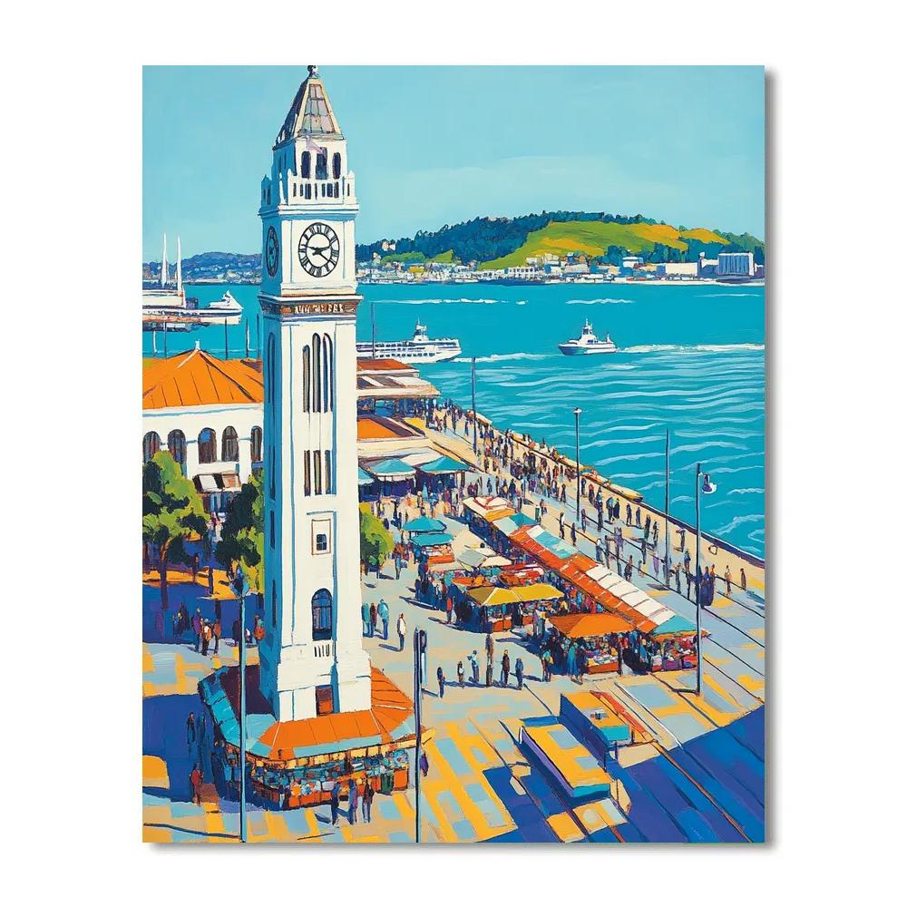 Lively Ferry Plaza San Francisco United States paint by color