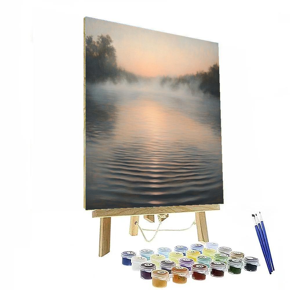 Edgar Degas Inspired Dawn Mist Over River paint by color