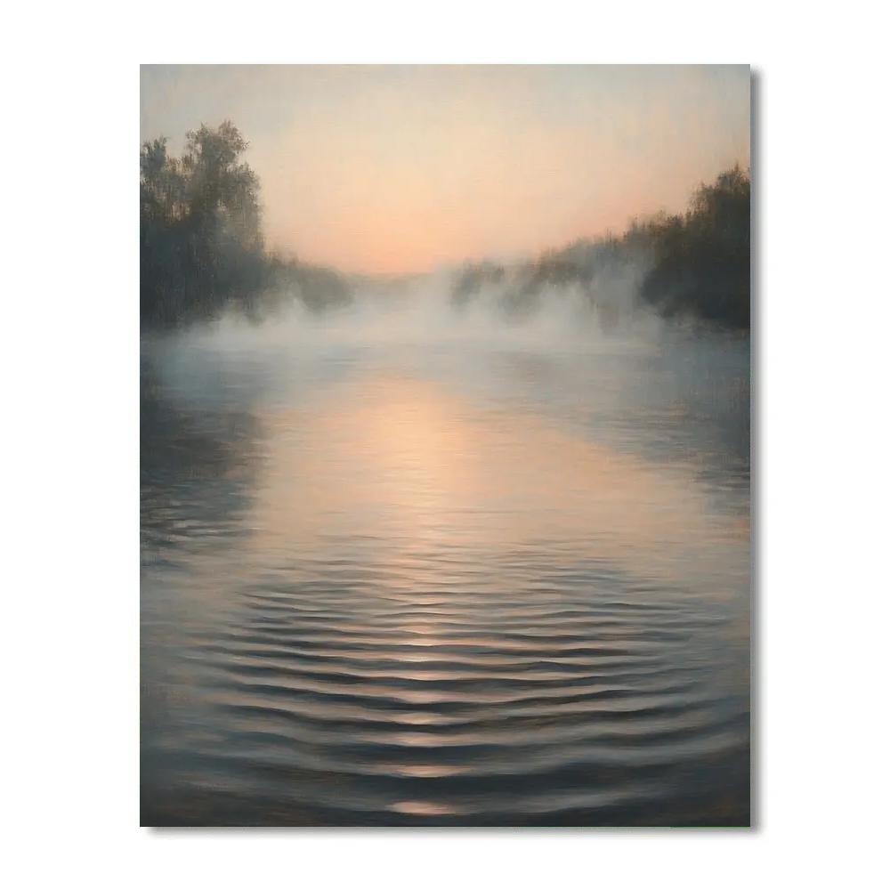 Edgar Degas Inspired Dawn Mist Over River paint by color