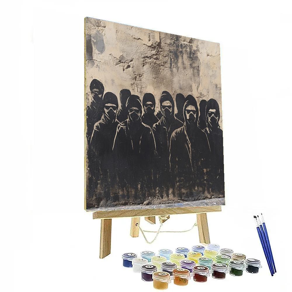 Banksy Inspired Neon Protest paint by numbers