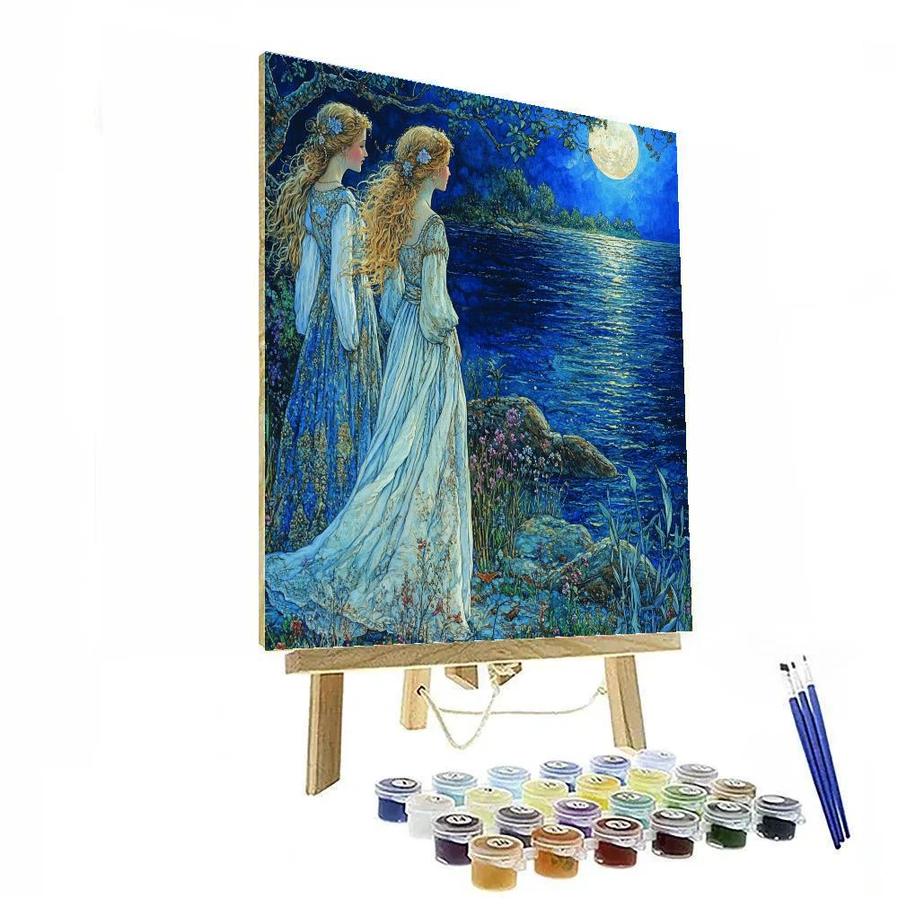 Waterhouse Inspired Moonlit Shore painting number kit