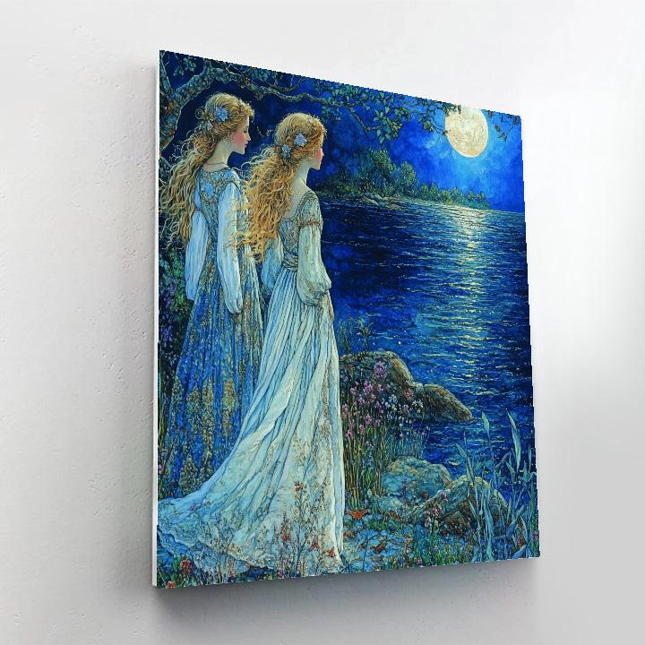 Waterhouse Inspired Moonlit Shore painting number kit