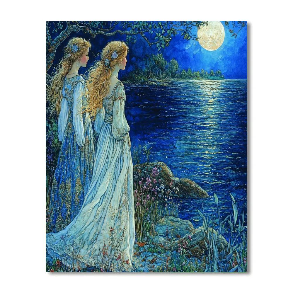 Waterhouse Inspired Moonlit Shore painting number kit
