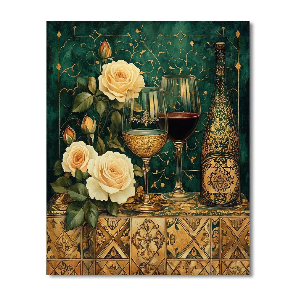 Klimt Inspired Wine And Roses paint by numbers