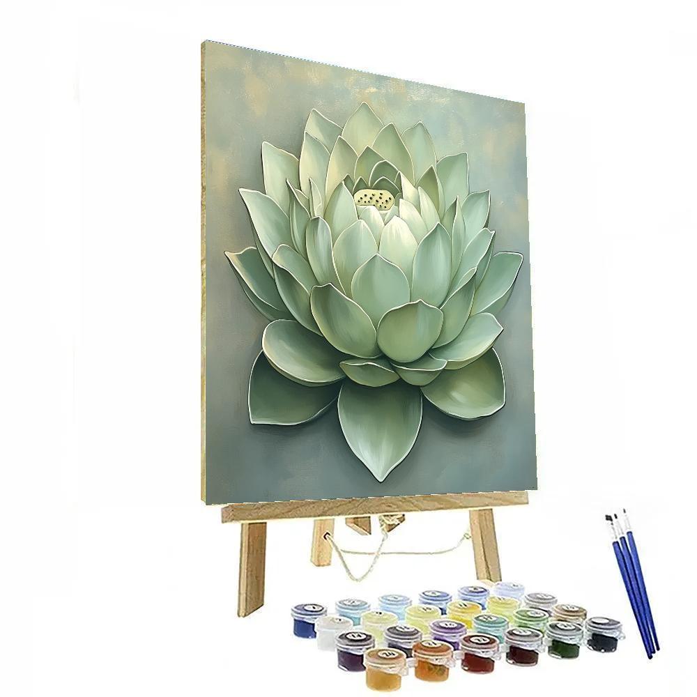 Michelangelo Inspired Celadon Lotus paint by number