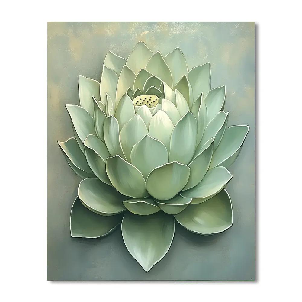 Michelangelo Inspired Celadon Lotus paint by number