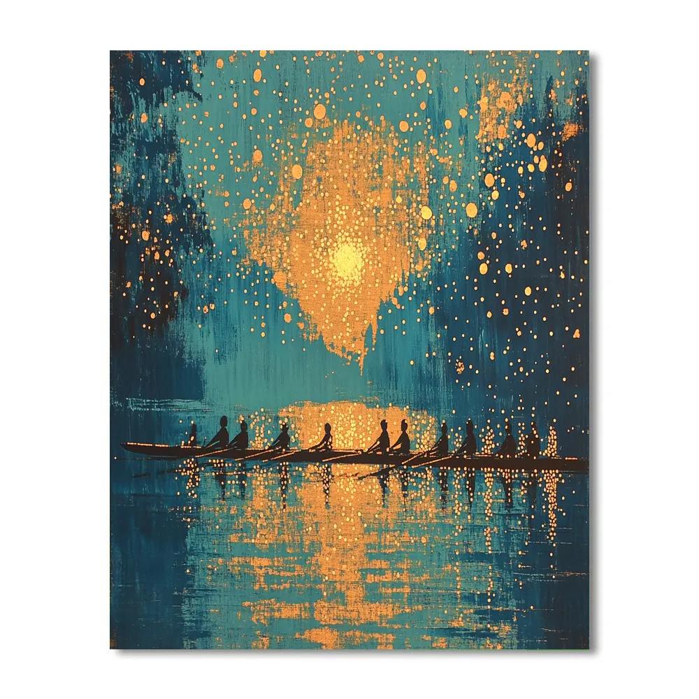 Seurat Inspired Morning Rowers Paint by numbers kits