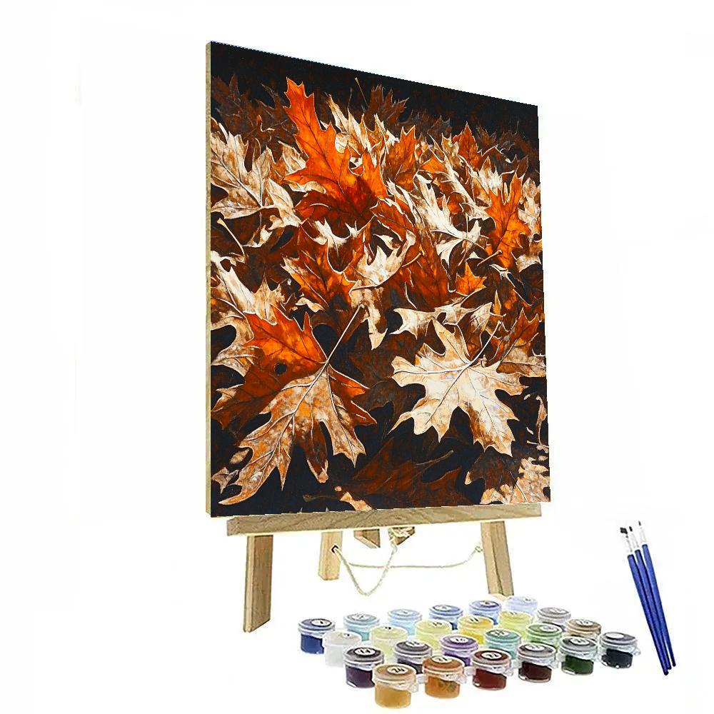 Caravaggio Inspired Autumn Leaf Pile Number painting