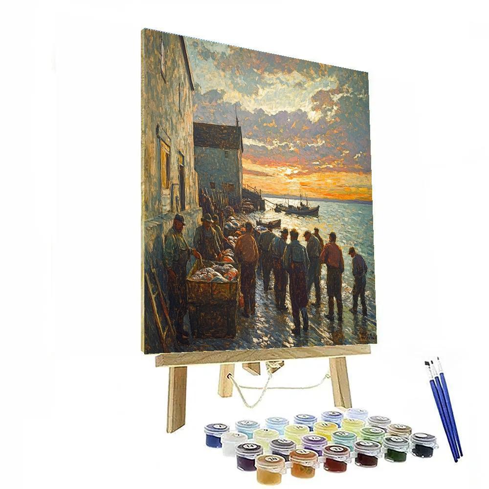 Courbet Inspired Morning Catch paint by color