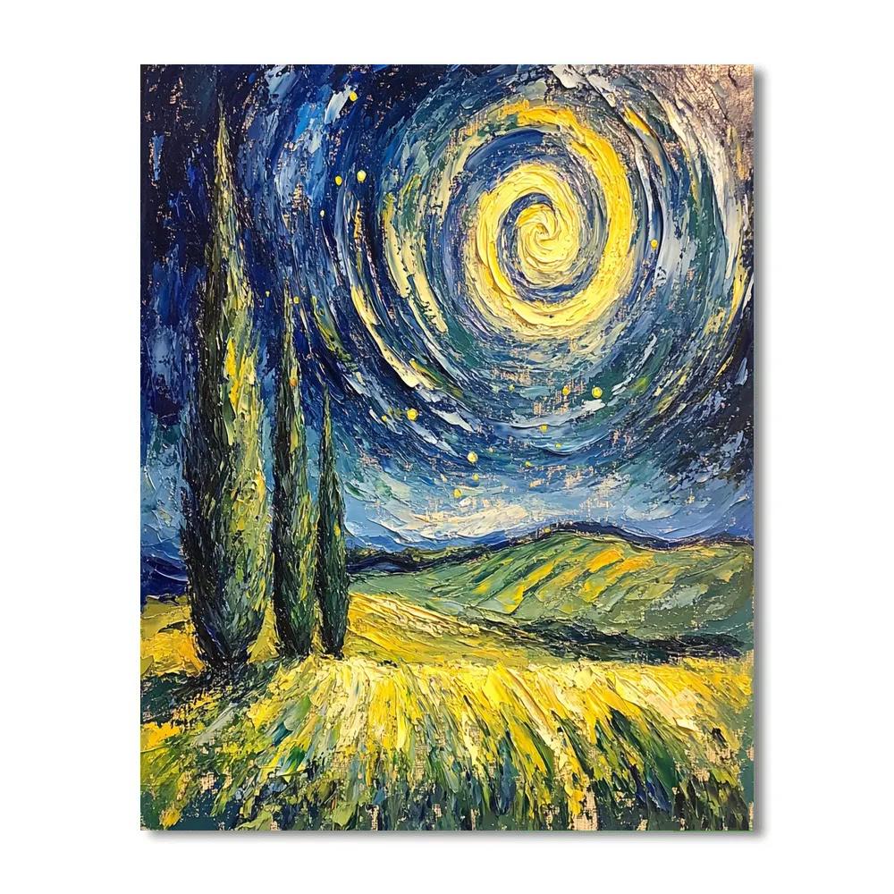 Van Gogh Inspired Cypress Moonrise Paint by numbers kits