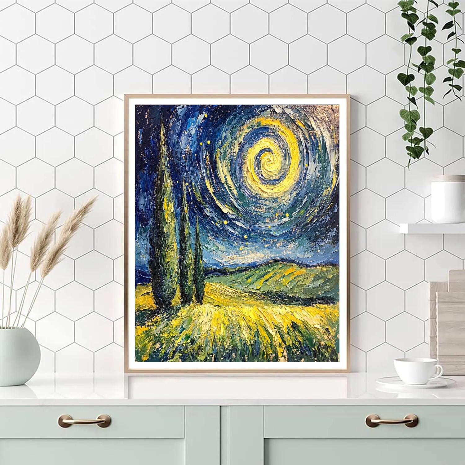 Van Gogh Inspired Cypress Moonrise Paint by numbers kits
