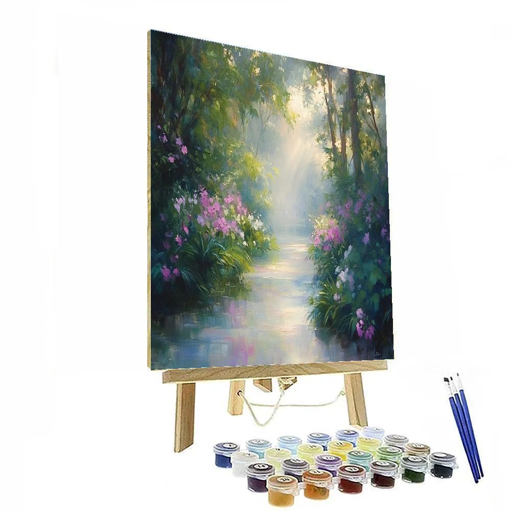 Monet Inspired Foggy Garden Gate DIY paint by numbers