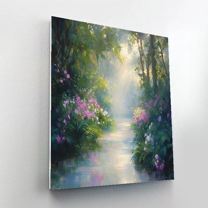 Monet Inspired Foggy Garden Gate DIY paint by numbers