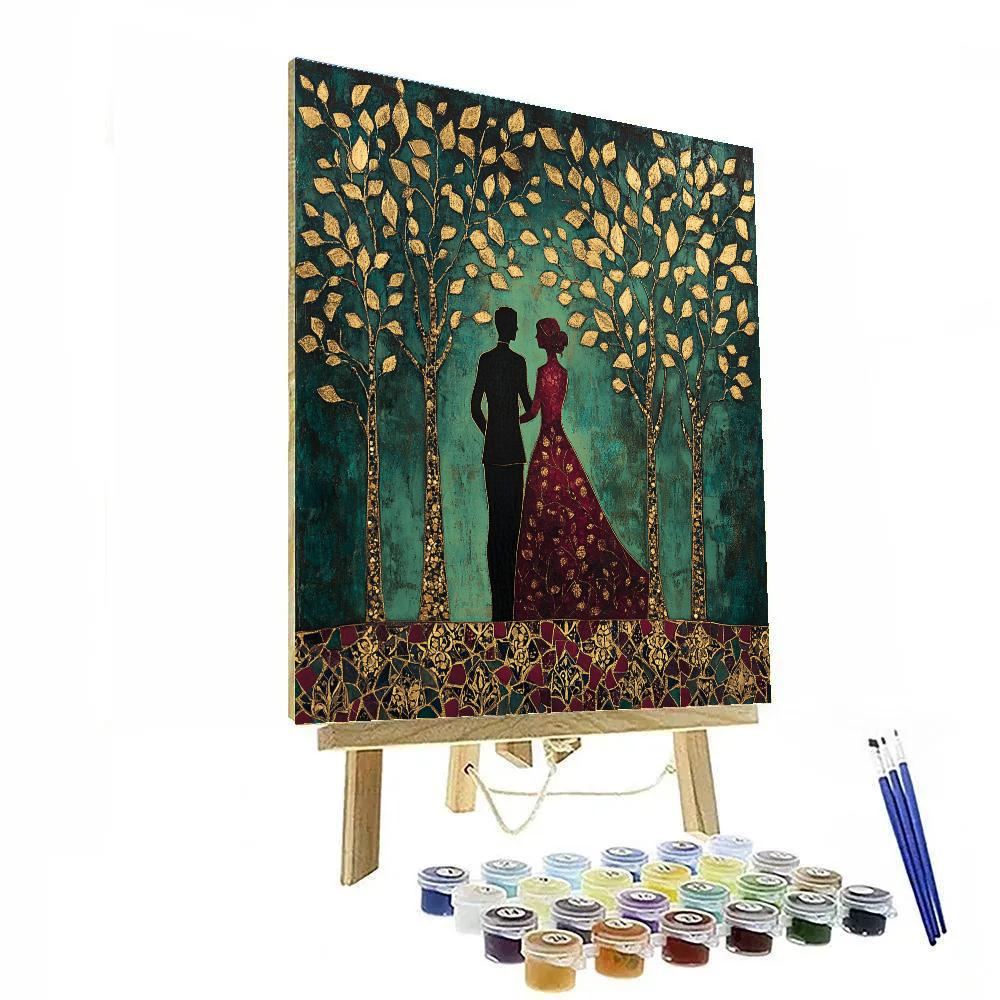 Klimt Inspired Orchard Embrace paint by number