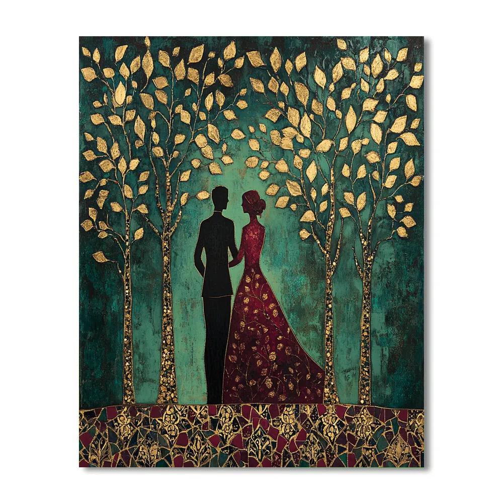 Klimt Inspired Orchard Embrace paint by number