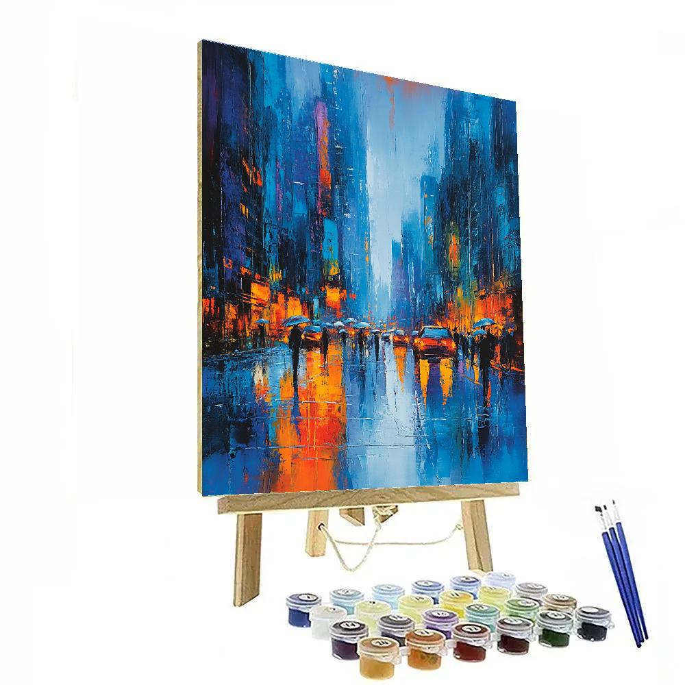 Munch Inspired Rainy Boulevard Paint by numbers art