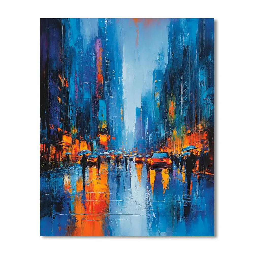 Munch Inspired Rainy Boulevard Paint by numbers art