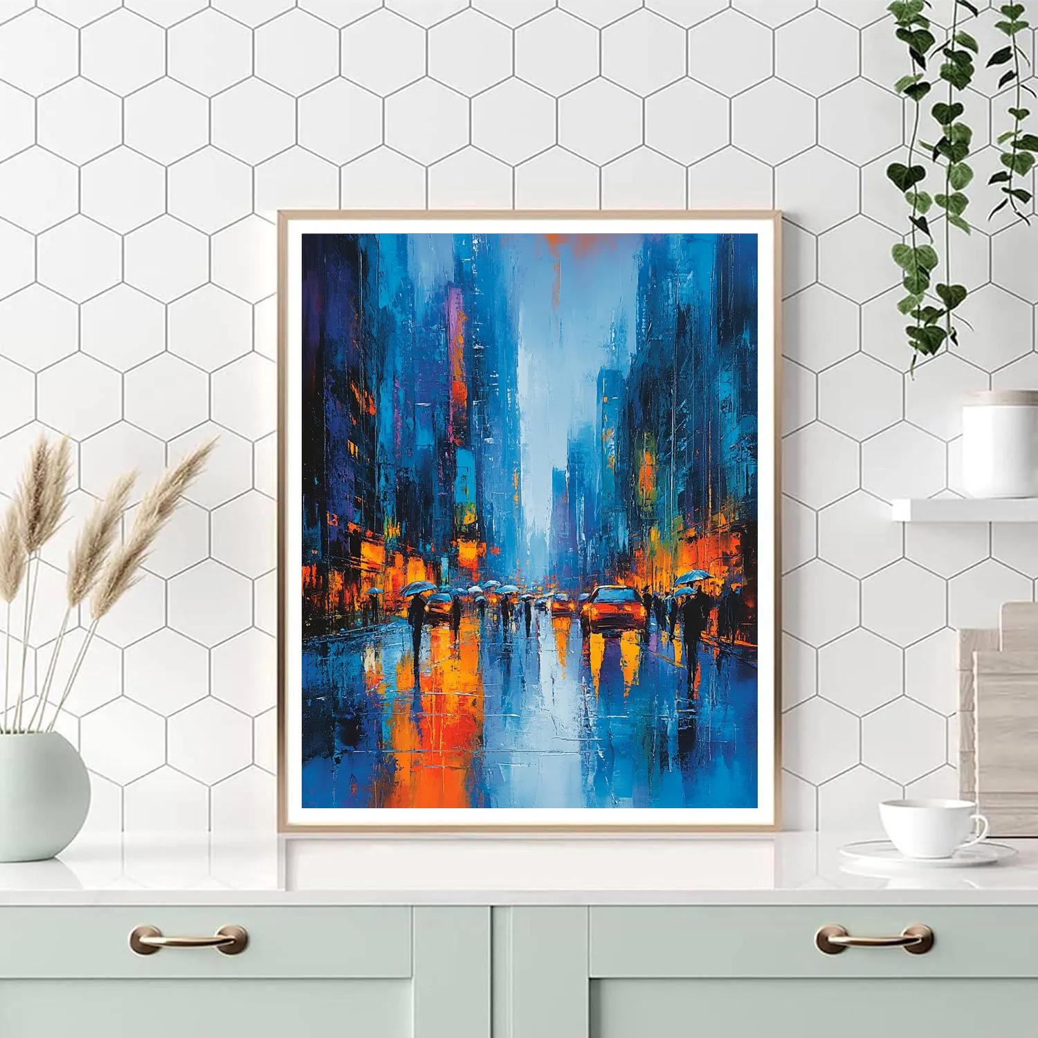 Munch Inspired Rainy Boulevard Paint by numbers art