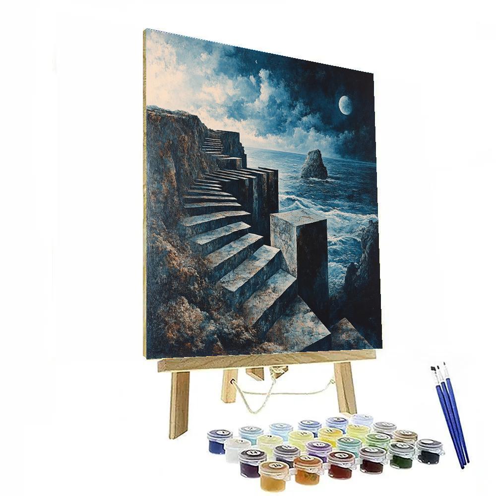 Escher Inspired Cliffside Steps Paint by numbers kits