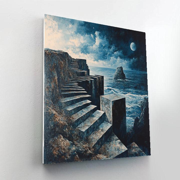 Escher Inspired Cliffside Steps Paint by numbers kits