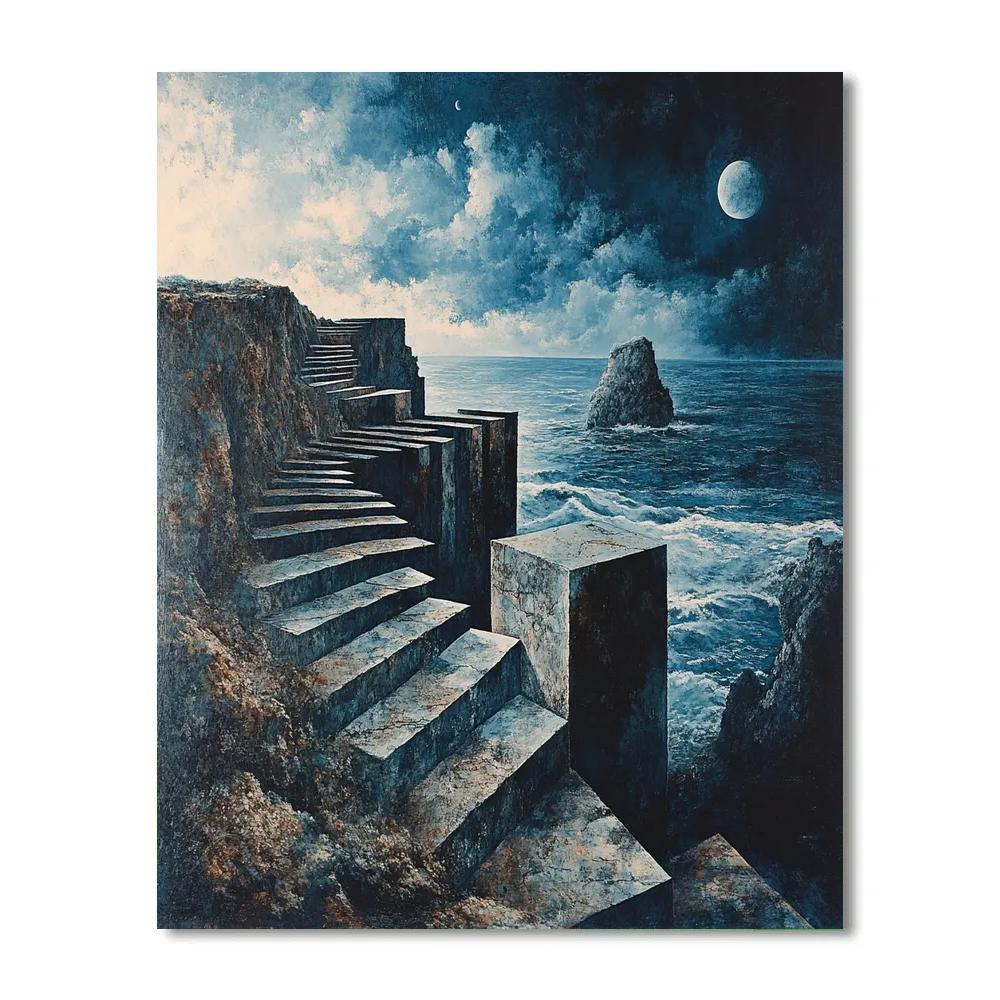 Escher Inspired Cliffside Steps Paint by numbers kits