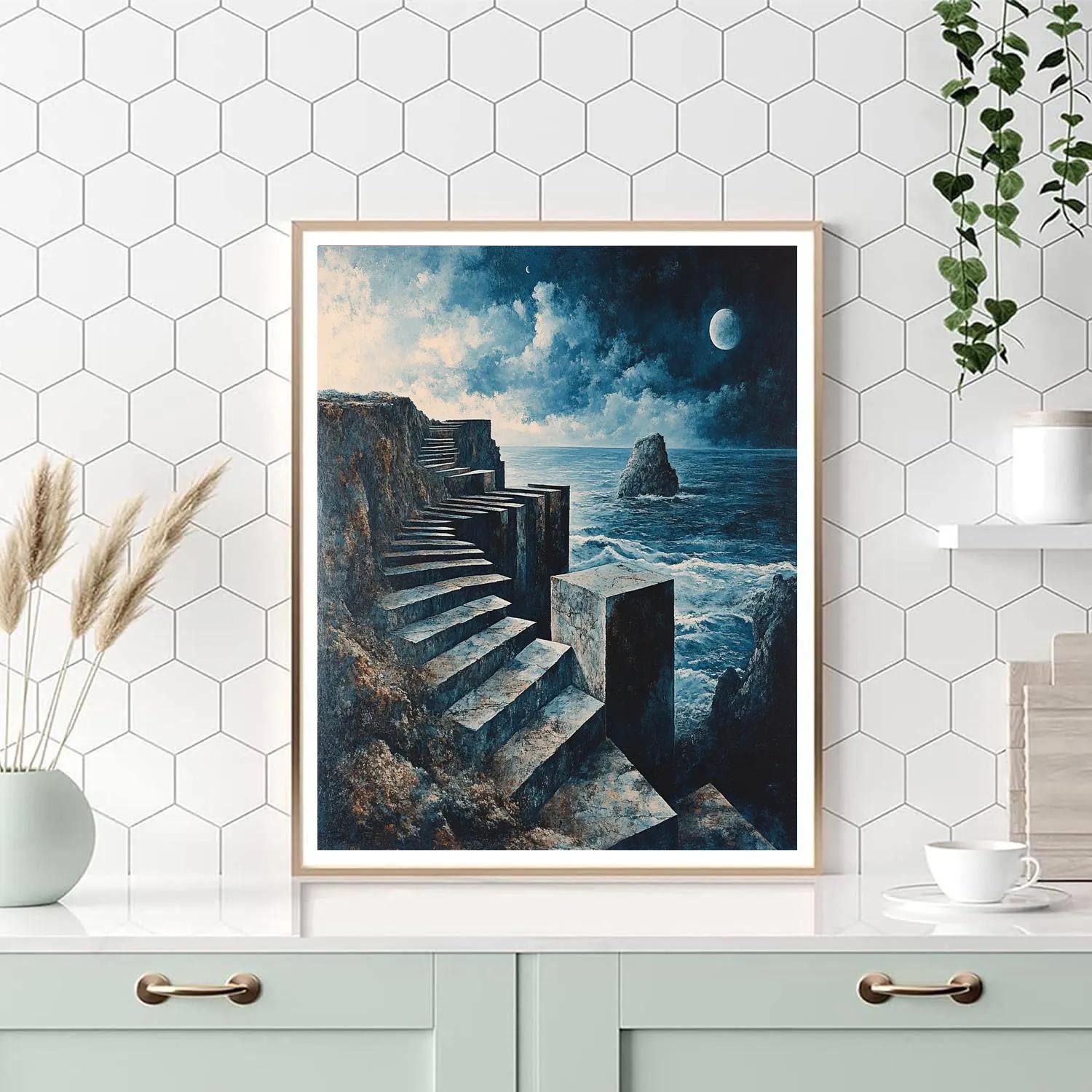 Escher Inspired Cliffside Steps Paint by numbers kits