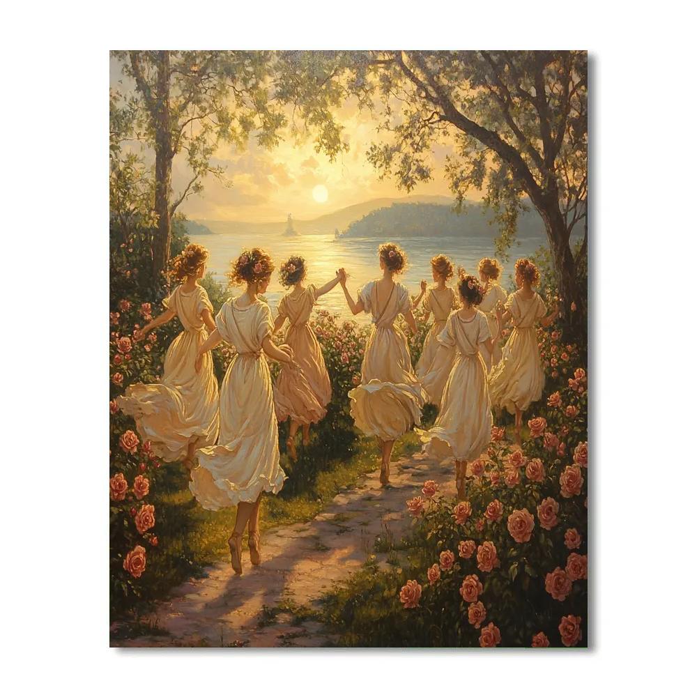Botticelli Inspired Rose Procession painting number kit