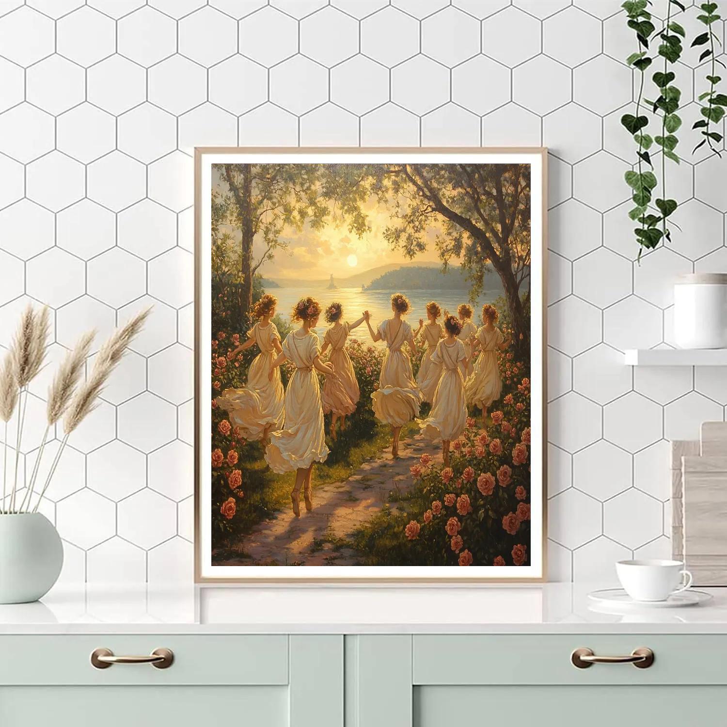 Botticelli Inspired Rose Procession painting number kit