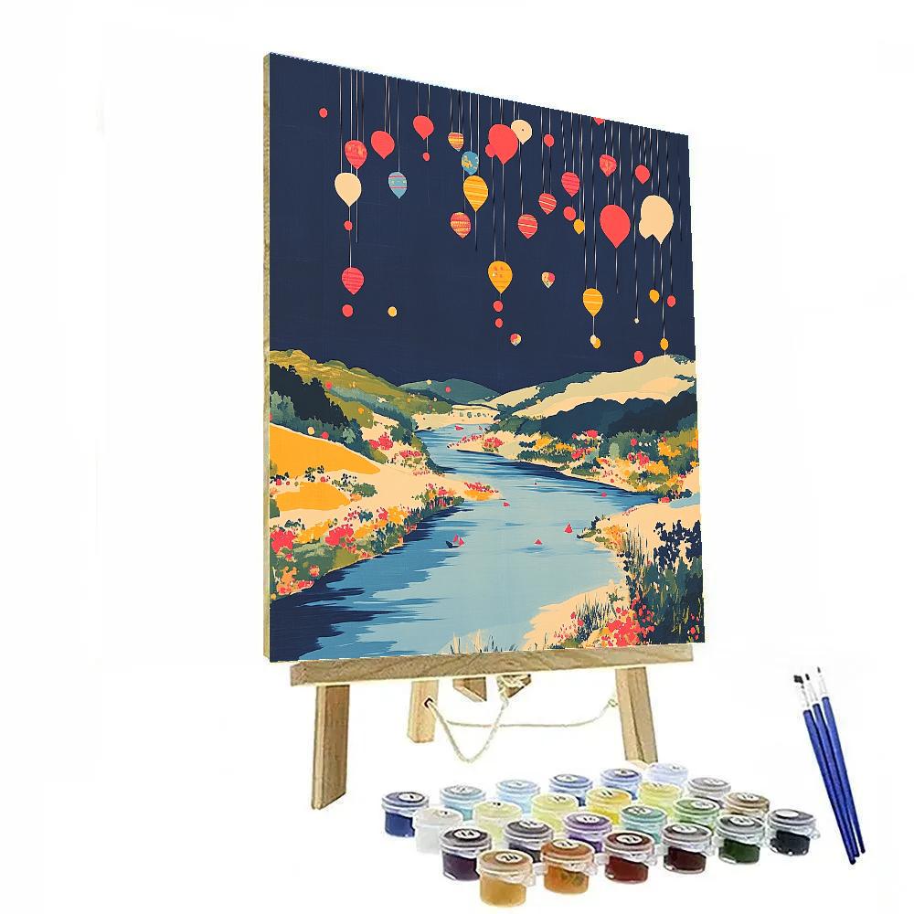 Hokusai Inspired Autumn Kites DIY paint by numbers