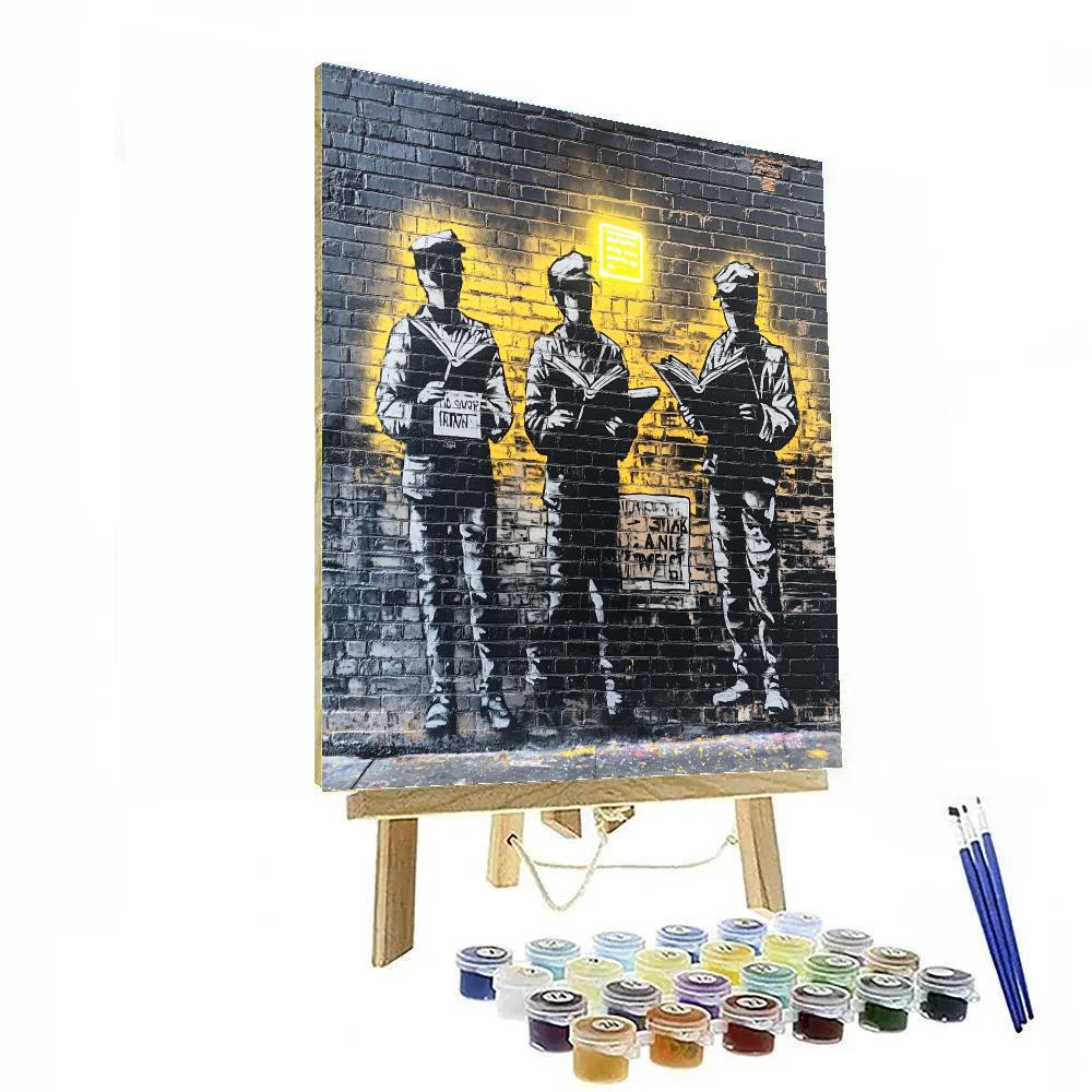 Banksy Inspired Neon Library Protest DIY paint by numbers