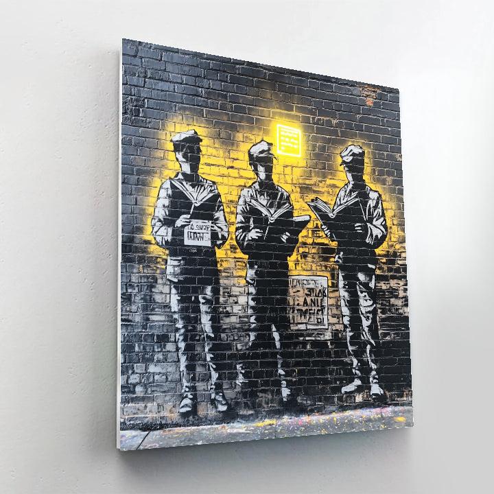 Banksy Inspired Neon Library Protest DIY paint by numbers