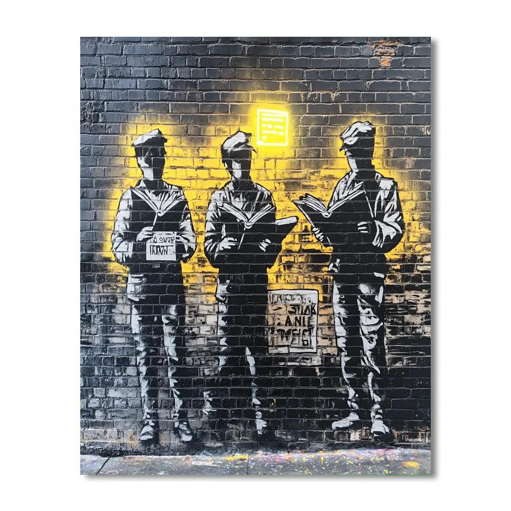 Banksy Inspired Neon Library Protest DIY paint by numbers