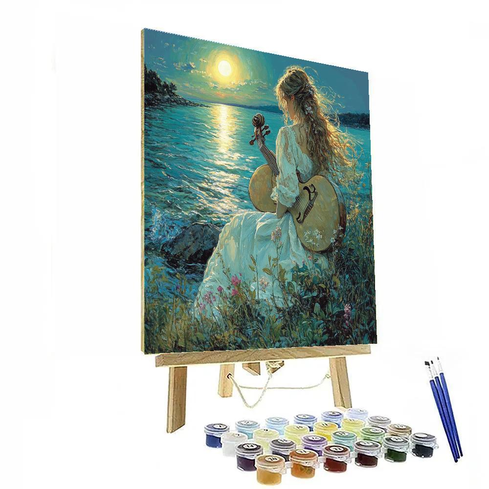 Waterhouse Inspired Moonlit Lute paint by number
