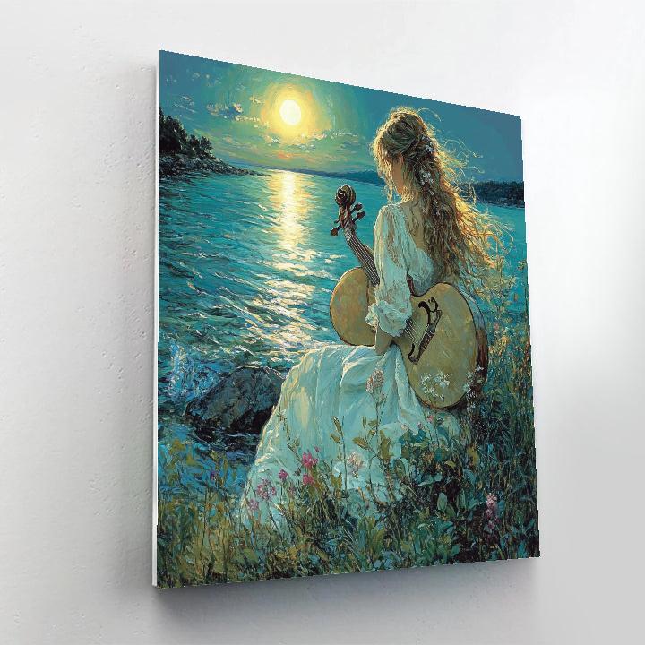 Waterhouse Inspired Moonlit Lute paint by number